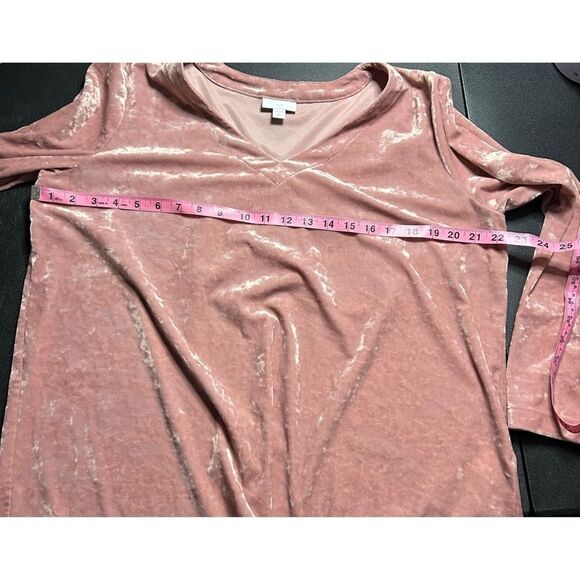 J. Jill Dusty Pink Velour V Neck Long Sleeve Size L Petite - Picture 3 of 8